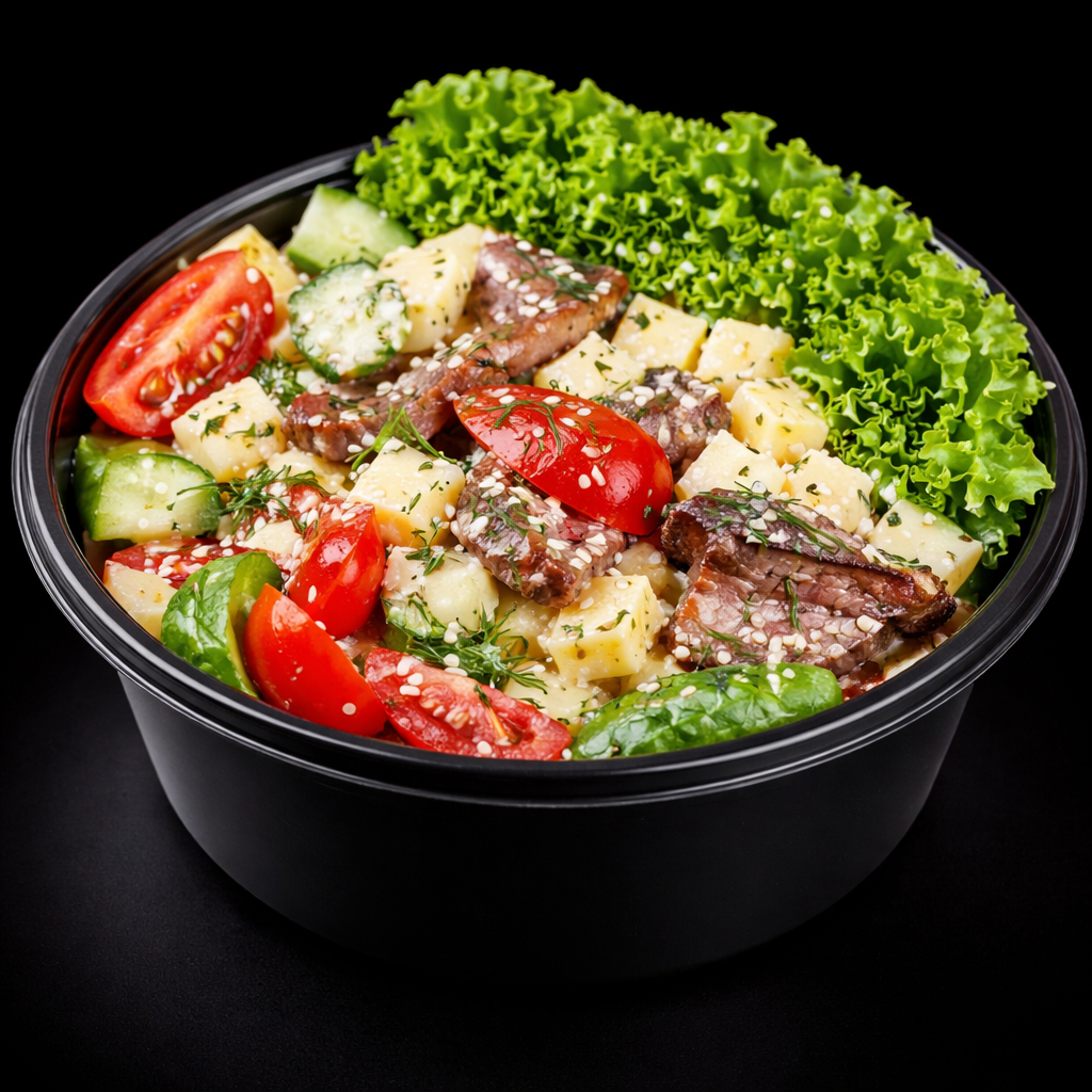 Теплий салат з телятиною