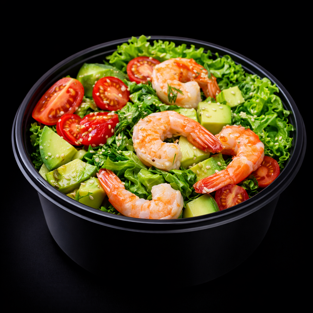 Салат з креветками, авокадо и пармезаном